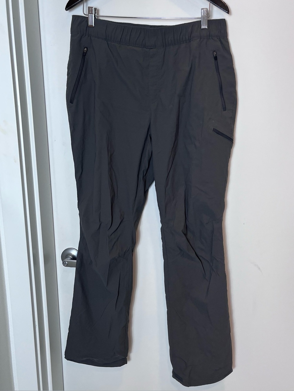 Eddie Bauer Fleece Lined Dark Gray Zip-Pocket Pants Outdoor Gorpcore Women 14 - Picture 1 of 7